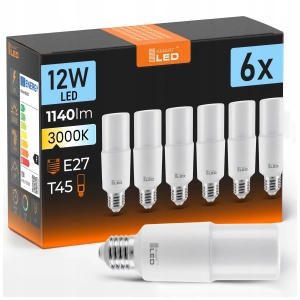 Żarówka LED E27 T45 12W 1140lm Biała Ciepła 3000K Nie Mruga Świeczka Wąska