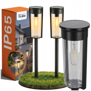 Lampa Solarna Ogrodowa LED IP65 Wbijana Słupek Czujnik Zmierzchu Czarna