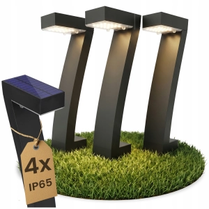 Lampa Solarna Ogrodowa LED IP65 Wbijany Słupek Czarny Czujnik Zmierzchu