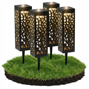 Lampa Solarna Ogrodowa LED Słupek Wbijany Lampion Czujnik Zmierzchu Ażurowa