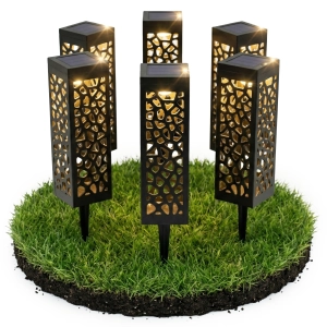 Lampa Solarna Ogrodowa LED Słupek Wbijany Lampion Czujnik Zmierzchu Ażurowa