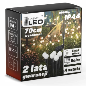 Lampa Solarna Ogrodowa LED Do Ogrodu Wbijana Kulki Czujnik Zmierzchu IP44