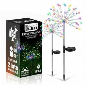 2X Lampa Solarna Ogrodowa Wbijana LED Wodoodporna Czujnik Zmierzchu IP44