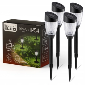 Lampa Solarna Ogrodowa LED Wbijana Słupek Czujnik Zmierzchu 3000K Ogród
