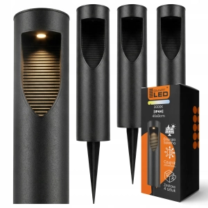 SŁUPEK SOLARNY OGRODOWY Lampa LED Wbijany Czujnik Zmierzchu Czarna