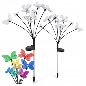 Lampa Solarna LED Wbijana Ogrodowa Motyl 70cm IP44 Słupek Czujnik Zmierzchu