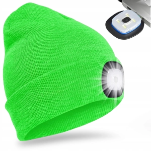 Czapka Zimowa z Latarką Lampką Czołową LED Ładowanie USB Ciepła Beanie