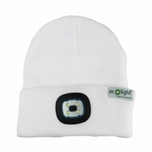 Czapka Zimowa z Latarką Lampką Czołową LED Ładowanie USB Ciepła Beanie