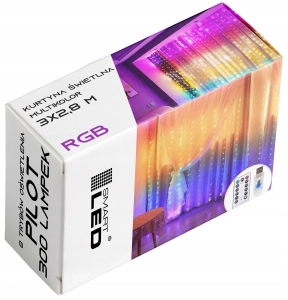 Kurtyna Świetlna LED 3x2,8M Lampki świąteczne choinkowe girlanda RGB pilot