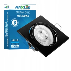 Oprawa Halogenowa Sufitowa Czarna LED GU10 MR16 Kwadrat Aluminiowa Obracana