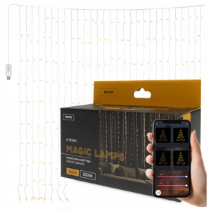 Kurtyna Świetlna 200 LED 3x1m Lampki Choinkowe Na Okno Ciepły Aplikacja