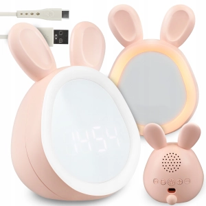 Lampka Nocna LED Budzik Zegar Elektroniczny Dla Dzieci Akumulatorowy USB