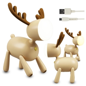 Lampka nocna LED Jelonek Dla Dzieci Do Zasypiania Sypialni przewód USB Beż
