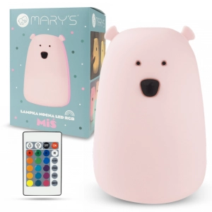 Lampka Nocna LED Dla Dzieci Akumulatorowa Zasypianie Silikonowa RGB Pilot