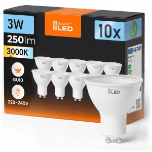 Żarówka LED GU10 3W 250lm Barwa Ciepła Biała 3000K Halogenowa NIE MRUGA