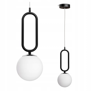 Lampa Wisząca Sufitowa LED G9 Żyrandol Białe Kule Szklane Salon Czarna