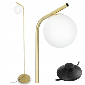 Złota Lampa Stojąca Podłogowa Lampka LED 1X G9 Kula Do Czytania Włącznik