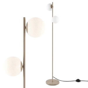 Lampa Podłogowa Stojąca LED 2X G9 Kule Lampka Do Czytania Włącznik Beżowa