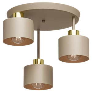 Lampa Sufitowa Wisząca LED 3X E27 Żyrandol Plafon Natynkowy Oprawa Beżowa