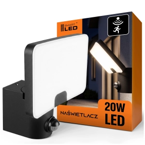 Halogen LED Naświetlacz 20W Lampa Elewacyjna Czujnik Ruchu PIR IP65 CCT