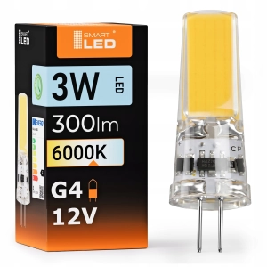 Żarówka LED G4 3W 300lm Barwa Zimna 6000K 12V COB NIE MRUGA