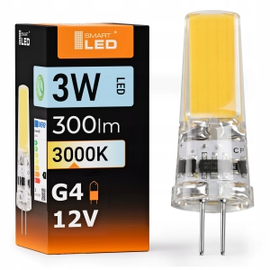 Żarówka LED G4 3W 300lm Barwa Ciepła 3000K 12V COB NIE MRUGA