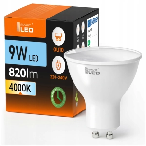 Żarówka LED GU10 9W 820lm Barwa Neutralna Biała 4000K Halogenowa NIE MRUGA