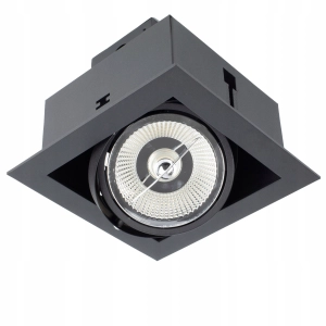 Lampa Sufitowa Oprawa Halogenowa AR111 Wpuszczana Czarna Ruchoma Kwadrat