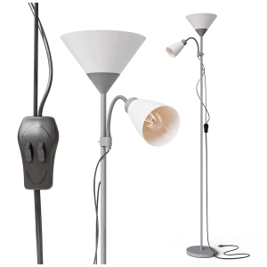 LAMPA STOJĄCA PODŁOGOWA LED Lampka Do Czytania 2X E27 Regulowana Szara