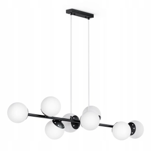 Lampa Wisząca Czarna Sufitowa LED 8x G9 Kule Klosz Mleczny Loft Żyrandol