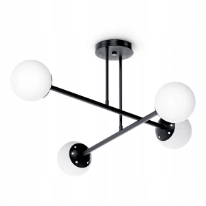 Lampa Wisząca Czarna Sufitowa LED 4x G9 Biała Kule Natynkowa Szklana Salon