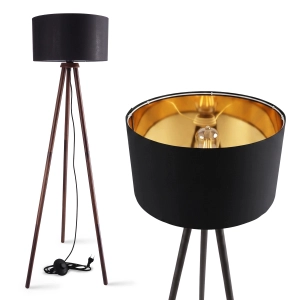 LAMPA PODŁOGOWA STOJĄCA LED E27 Lampka Do Czytania Czarna Drewniana 230V