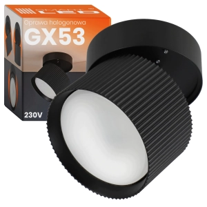 Oprawa Halogenowa Sufitowa LED Tuba GX53 Spot Ruchoma Czarna Ryflowana