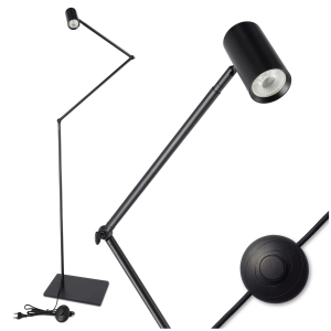 LAMPA PODŁOGOWA STOJĄCA LED GU10 Do Czytania Regulowana Czarna 230V 170cm