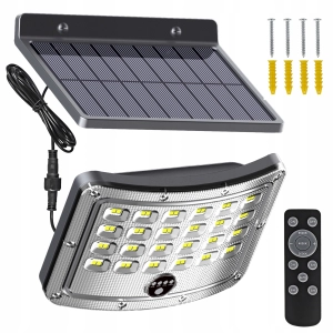 Lampa Solarna LED Uliczna 30W Czujnik Zmierzchu IP65 Pilot Zewnętrzna