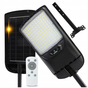 Lampa Solarna LED Uliczna 100W Czujnik Zmierzchu Ruchu IP65 Pilot