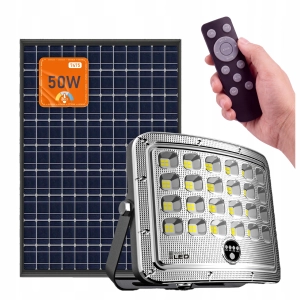 Lampa Solarna LED Uliczna 50W Czujnik Zmierzchu IP65 Pilot Zewnętrzna