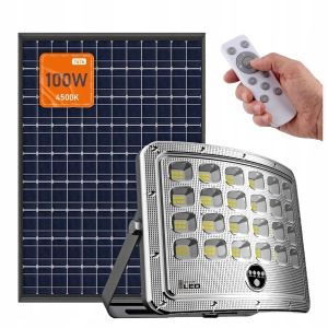 Lampa Solarna LED Naświetlacz 100W Czujnik Zmierzchu IP65 Pilot Zewnętrzny