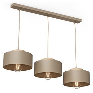 Lampa Sufitowa LED Wisząca Japandi Żyrandol Beżowa Drewno Regulowana 3X E27