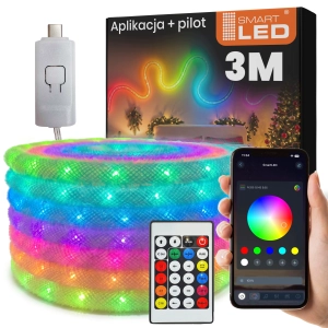 Taśma LED 3m Wąż Świetlny Neon Elastyczny Aplikacja Pilot RGB Tuba Zestaw