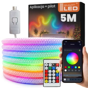 Taśma LED 5m Wąż Świetlny Neon Elastyczny Aplikacja Pilot RGB Tuba Zestaw