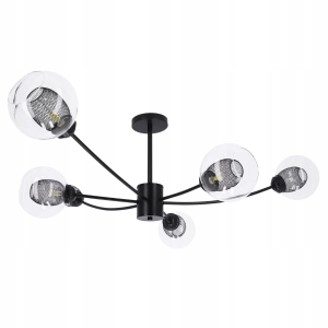 Lampa Sufitowa Wisząca 6Xg9 LED Czarna Szkło