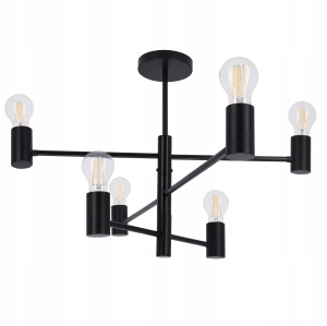 Lampa Sufitowa Wisząca 6X E27 LED Czarna