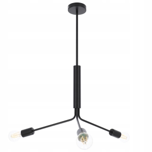 Lampa Sufitowa Wisząca 3X E27 LED Czarna Loft