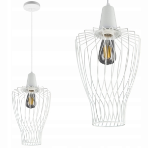 Lampa Sufitowa Wisząca Loft Żyrandol Retro Biała