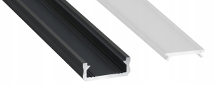 Profil Aluminowy Płaski D 1M Czarny Z Kloszem