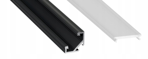 Profil Aluminowy Narożny C 2M Czarny Z Kloszem