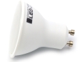 Biała żarówka LED GU10. Energooszczędne oświetlenie punktowe, źródło światła do opraw sufitowych, do reflektorów.