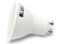 Biała żarówka LED GU10. Energooszczędne źródło światła, do reflektorów, opraw sufitowych, do lamp punktowych.