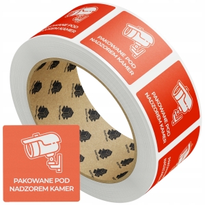 Etykiety naklejki pakowano przy kamerach 55x55mm 1000szt samoprzylepne